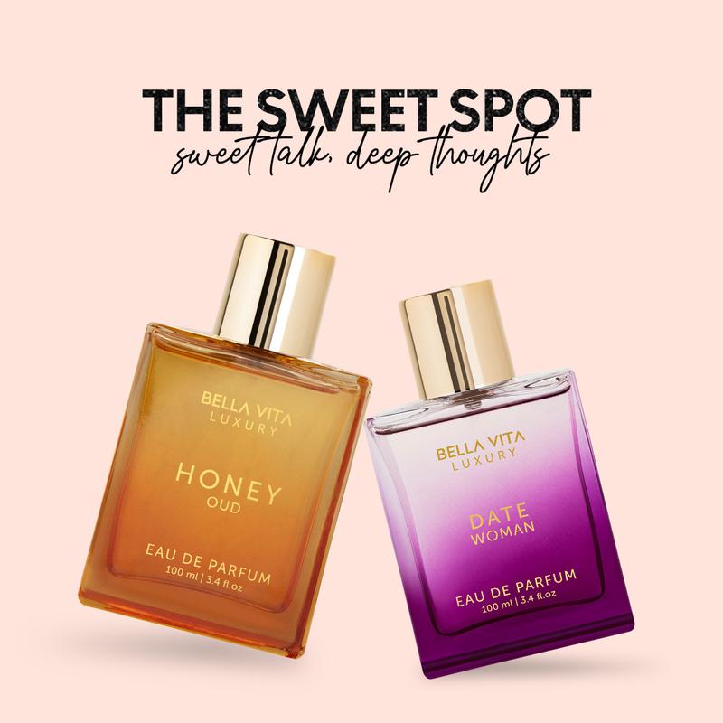 Bellavita Luxury Sweet Spot Eau De Parfum | Valentine’s Edition Perfume |  Sweet & Creamy Notes | Honey Oud & Date | Romantic Everyday Scent | Long-Lasting | Vegan & Cruelty-Free