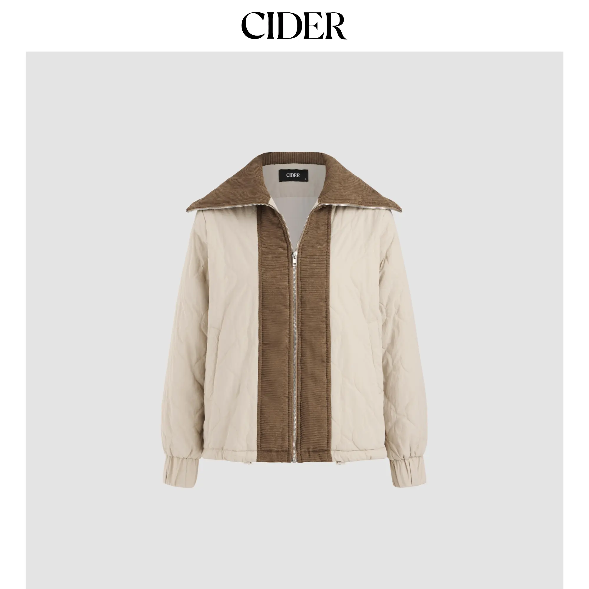 Cider [size 4-10] Corduroy Collar Pocket Zipper Quilted Puffer Jacket