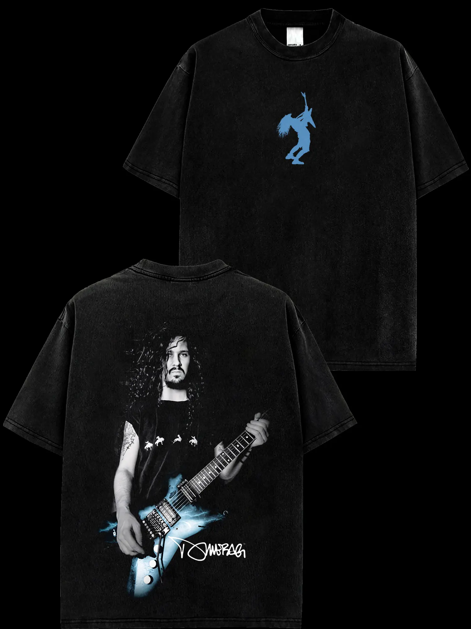 [MetalStyle] Pantera Dimebag Darrell Guitar V4 Retro Unisex 100% Heavyweight Cotton T-Shirt – 90s Records Rock Cotton Tee, Groove Metal Rock Band Shirt, Oversized Vintage Tee, Heavy Metal Merch, Gift for Rock Fans