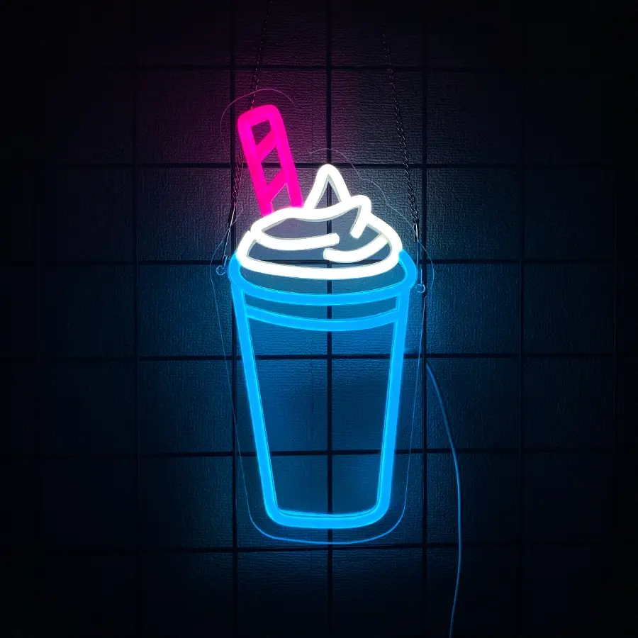 LED Neon Milk Tea Signage, Customizable Coffee Shop Wall Decor Art, Personalized Restaurant Welcome Light, Office Bedroom Decoration