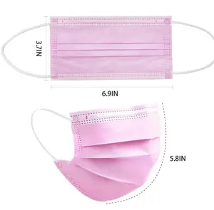 100 Pcs Pink Disposable 3 Ply Earloop Face Masks,Fit for Adults