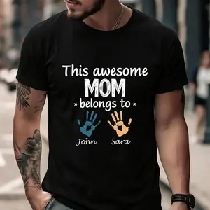 Personalized Mom Shirt With Kids Names, This Awesome Mom Belongs To Custom Names Tee, Mother Gift Tee, Custom Family T-Shirt, Mama Tee