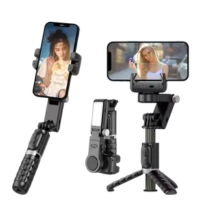 Q18 Desktop Following the shooting Mode Gimbal Stabilizer Selfie Stick Tripod with Fill Light for iPhone Cell Phone Smartphone Black Camera Mount