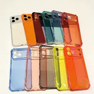 Four-corner anti-drop transparent phone case suitable for iPhone 17/16/15/14/13/12/11/X/7/8, soft fluorescent color, shockproof, drop-proof, and waterproof protective cover