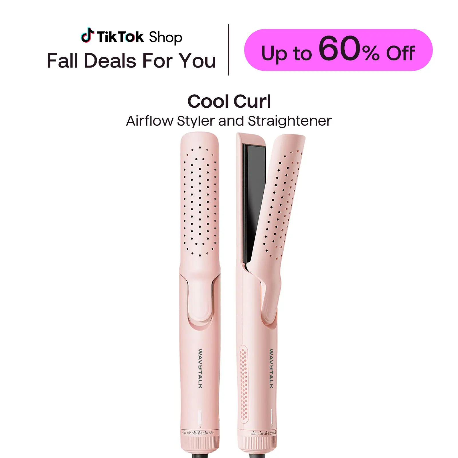 Wavytalk Cool Curl Airflow Styler, 2 in 1 Flat Iron and Curling Iron