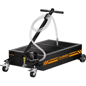 CAMMOO 20 Gal Electric Oil Drain Pan, 110V 200W High-Flow Pump, 9.8 FT Hose, 2 Locking Swivel Casters, 2 Directional Wheels, Folding Handle, Heavy-Duty for Trucks, RVs, Black