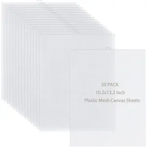 30 Pieces 7 Count 10.2x13.2 Inch Plastic Mesh Canvas Sheets for Embroidery, Knit Crochet Projects, DIY Handicraft and Making Dividers