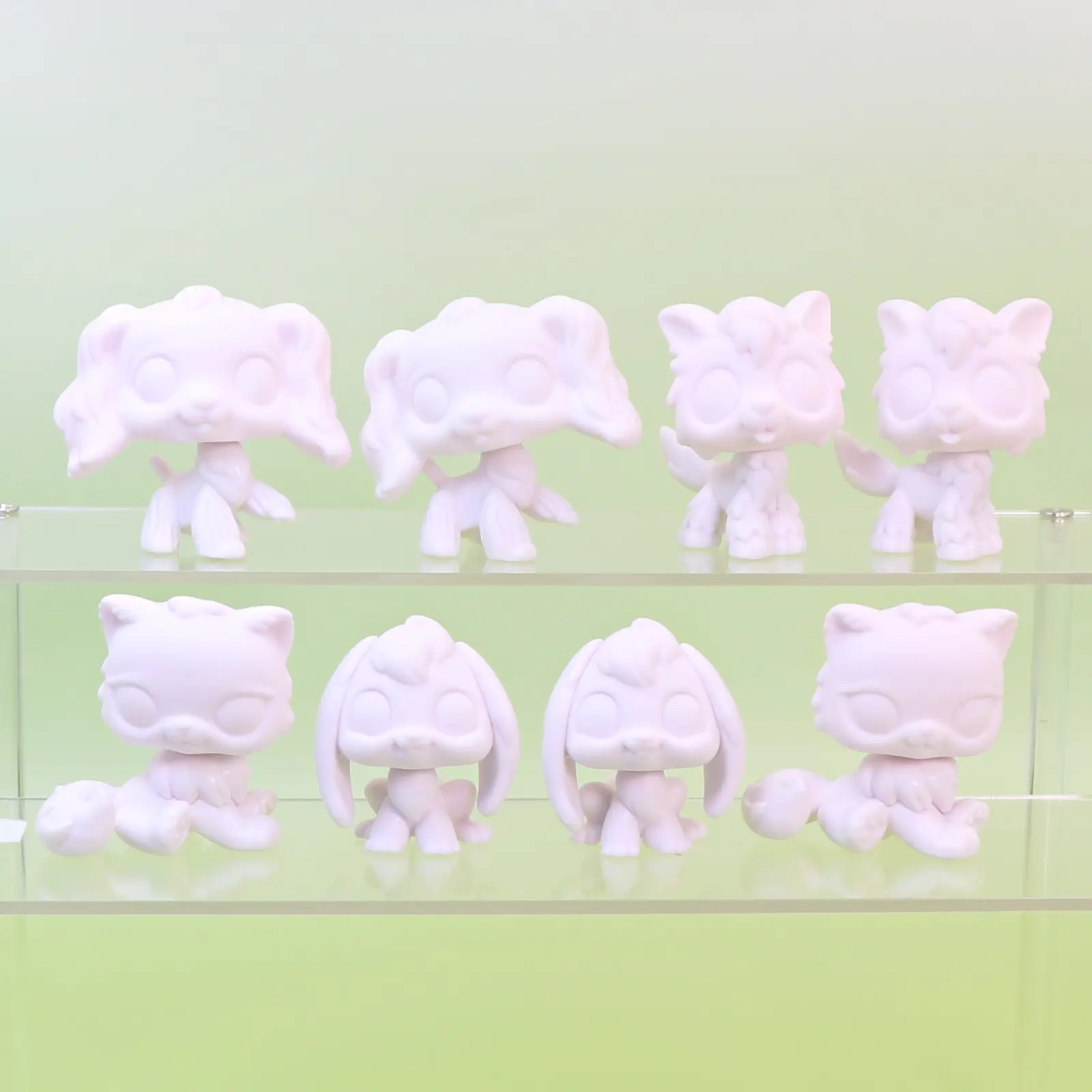 8 Pcs Unpainted Blank Mini Cartoon Pet Figurines - DIY Painting Kids' Craft Set, White Spaniel Bunny Cat Statues for Kids' Creation