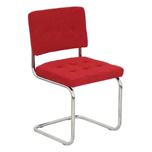 Furnish Theory Bauhaus Breuer Cantilever Chair With Red Grisu 306 Cushion Set, Chrome Frame, Made in Italy