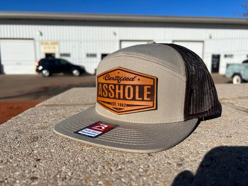 Customized Leather Patch Flat Bill Hat with "Certified A$$ole" Design - Personalizable Year Option