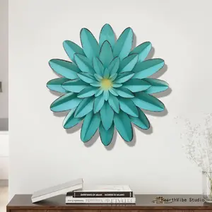 Artistic Metal Flower Wall Art - Flower Motif Wall Decor, Farmhouse Home Accessory for Indoor Living Room, Outdoor Garden (Camping & Hiking Hammock Area Compatibility),summervibes
