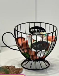 Metal Coffee Capsule Storage Basket Cup Shape Wire Coffee Pod Holder Countertop Coffee Organizer for Cup Coffee Station Decor