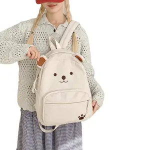 Couple Plaid Bear Backpack, Small Fresh Student Bag, Simple Casual Shoulder Bag, Outdoor Travel Bag, Large Capacity Multi-Layer Storage