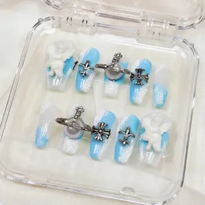 Her Apex Nails Angel Bless Handmade Press-On Nails | Reusable, Salon-Quality, Long-Lasting, Glossy Design