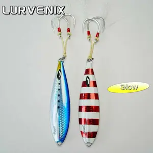 LURVENIX 20g-300g Slow Pitch Jig Saltwater Fishing Lures Flat Fall Jigs, Jigging Baits with BKK double Hook