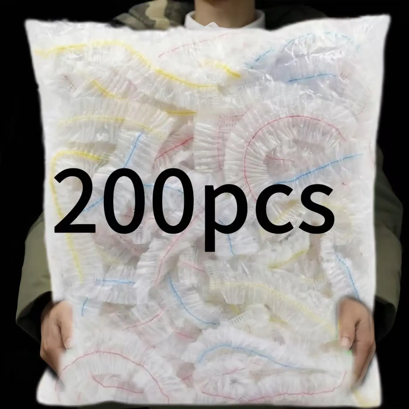 200 Pcs Disposable Stretch Food Wrap Set, Food Grade Material Transparent, High Elasticity, Dustproof, Odor-Proof, Kitchen & Camping Use