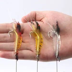 10pcs Realistic Shrimp Lure Soft Bait, Soft Plastic Bass Fishing Lures, Artificial Fish Fishing Lures, Lifelike Large Shrimp Fake Shrimp for Bass Fishing