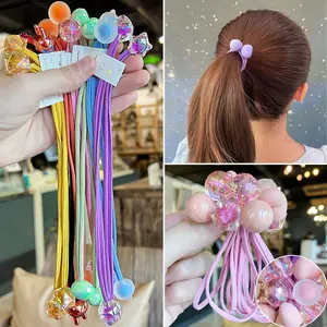 Hair Accessories For Girls Ponytail Hair Circle Rope Children High Elastic Hair Tie Ring Headwear For Women Colorful Candy Colored Round crystal Ball Hair Rope For Kids