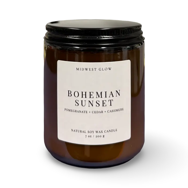 Bohemian Sunset - Pomegranate, Cedar and Cashmere Scented Soy Candle