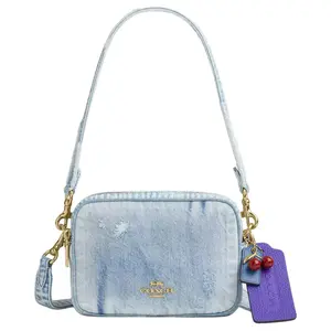 COACH Carey 18 Crossbody Bag with Charm in Denim and Smooth Leather for Women