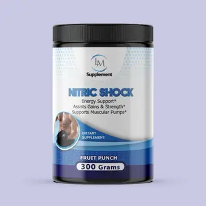 Nitric Shock Energy Support - 300 Grams Fruit Punch Flavor Pre-Workout Supplement for Enhanced Performance & Focus