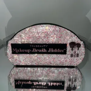 VIRAL Pink and Silver Rhinestone Makeup Brush Holder
