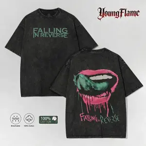 Edgy Grunge Dripping Lips Punk Art Acid Wash Graphic Tee Dark Alternative Streetwear Y2K Clothing Summer Shirt Fathers Day Gift Ideas
