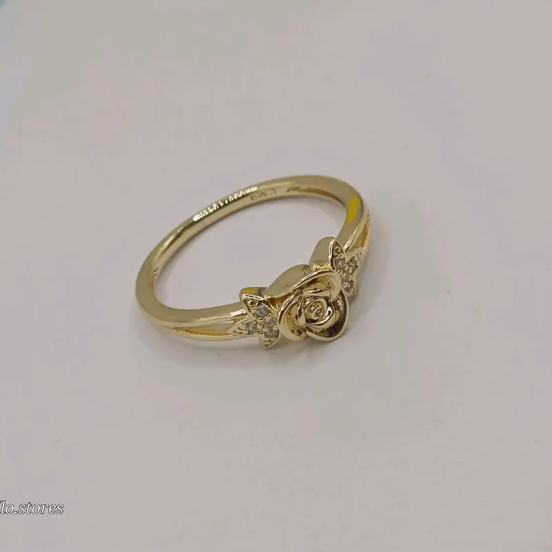 Beautiful Ring with Rose clear stone's gold-plated fashion style sizes available 6.7 8.9.