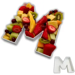 Hard Plastic Reusable Fillable Letters Numbers Serving Trays for Party Decoration (M, White)