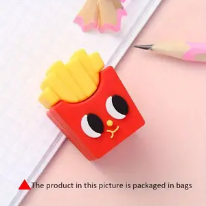 Cartoon Burger and Fries Pencil Sharpener for Kids, School Use, Fun Design, Durable Material, Easy Grip Handle, Perfect Gift for Children, School Stationery