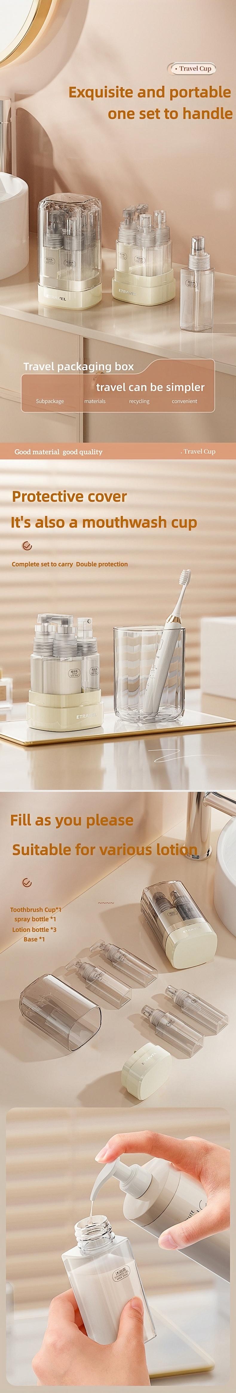 4-in-1 Travel Dispenser Bottle for Toiletries Portable Cosmetic Shampoo Lotion Compact Plastic Container Easy Press Smooth Flow Airplane Carry-on Approved