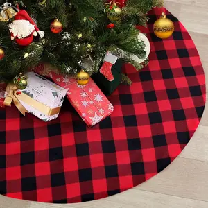 Tree Skirt 36 Inch Black Red Buffalo Plaid Christmas Decor Christmas Tree Skirts Buffalo Check Tree Skirting or Xmas Holiday Tree