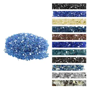 【Summervibes】VEVOR Fire Glass, 10LBS / 4.5KG High-Temperature Resistant Fireplace Rocks, 1/4-Inch / 6.35 mm Reflective & Smokeless Firepit Glass Rock, High Luster Stone Landscaping for Fire Pit Table, Cobalt Blue