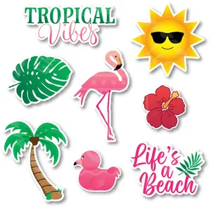 8 Cruise Tropical Vibes Door Magnets - Retro Boho Flamingo Beach Decorative Magnets