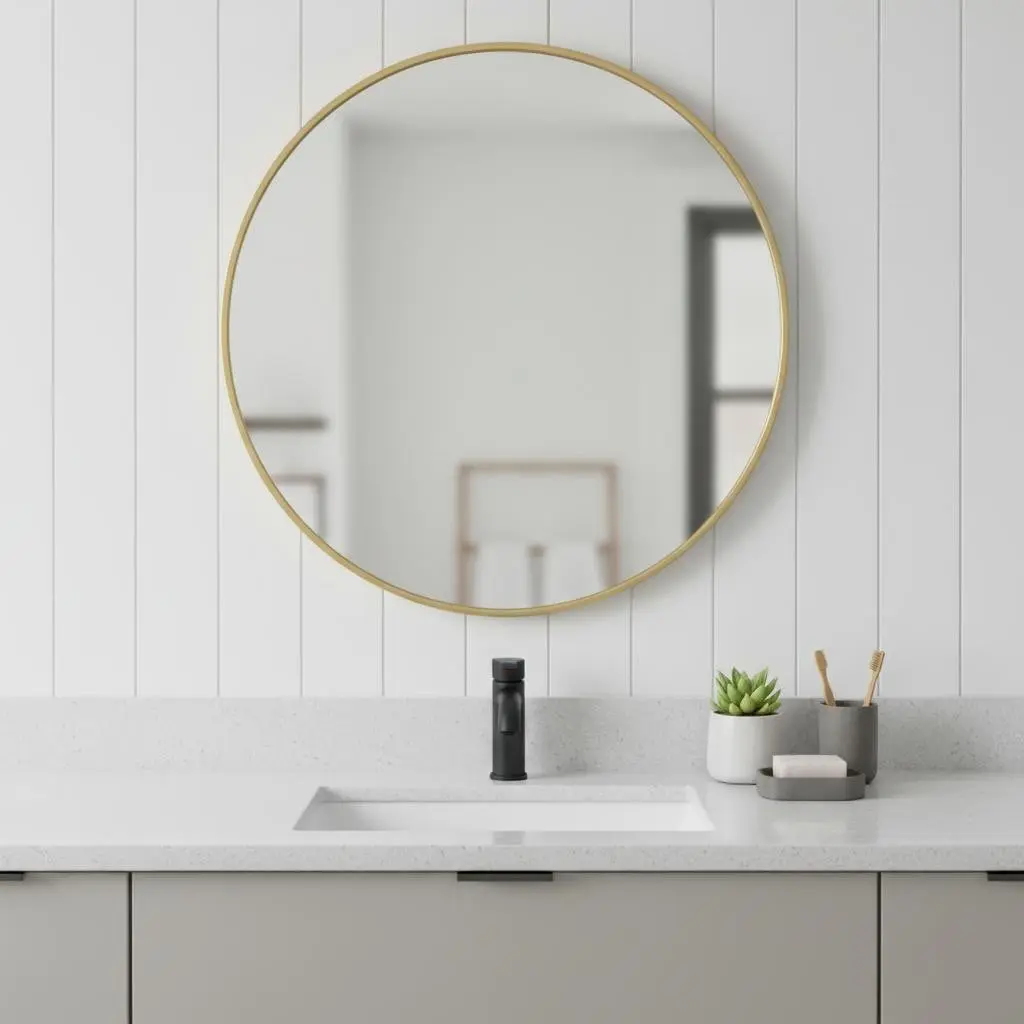 360 Stand 20 in. Modern Round Shape Bathroom Vanity Mirror, Metal Frame, Waterproof Home Improvement Bathroom Fixture, Partial Assembly, Glass Bathroom Mirrors