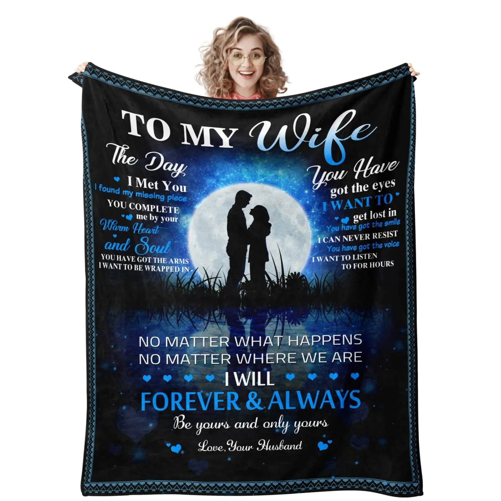 1PC The warmest blanket gift for wife, creative birthday gift for wife, husband to wife gift, cool anniversary sofa blanket gift, wedding, romance, Christmas gift - multi-purpose blanket for all seasons, travel, etc.