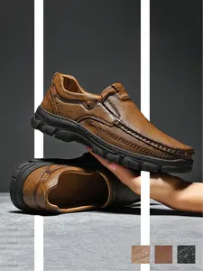 Men's Business Formal Loafers, Lightweight Comfortable Retro Slip-on Shoes, Casual Comfortable Loafers for Work & Daily Wear, Round Toe Footwear