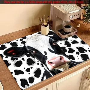 1pc Cow Print Rubber Stove Protector Pad - Anti-Slip, Heat-Resistant Synthetic Top Cover, Scratch-Proof for Electric Glass Stoves, Ovens, Washing Machines, Dryers, Mouse Pad, Kitchen Decor, Stove Top Protectors