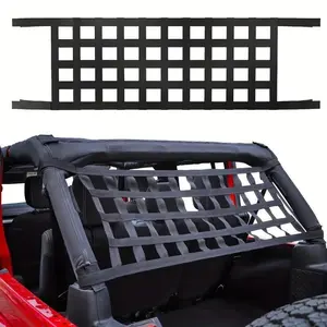 Car Roof Hammock For Jeep For Gladiator JT& Mesh Cargo Net Roof Top Netting Hammock For Wrangler YJ TJ JK JKU JL JLU 1987-2023 4-Door & 2-Door Vehicle Accessories Universal Automotive Accessories