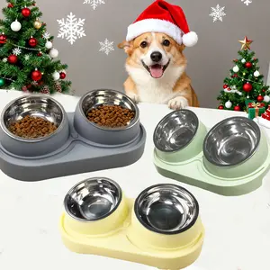 Stainless Steel Dual-Layer Pet Bowl for Dogs & Cats, Non-Slip Base, Food & Water Design, Easy Clean, Available in Three Colors, Stainless Steel Bowls