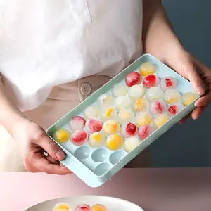 Round Ice Cube Mold for Refrigerator, Plastic Ball Maker, & Light Blue Multi-Functional Kitchen Tool, Ideal for Chocolate, Drinks Cooling, Ice Ball Molds, Ice Ball Trays