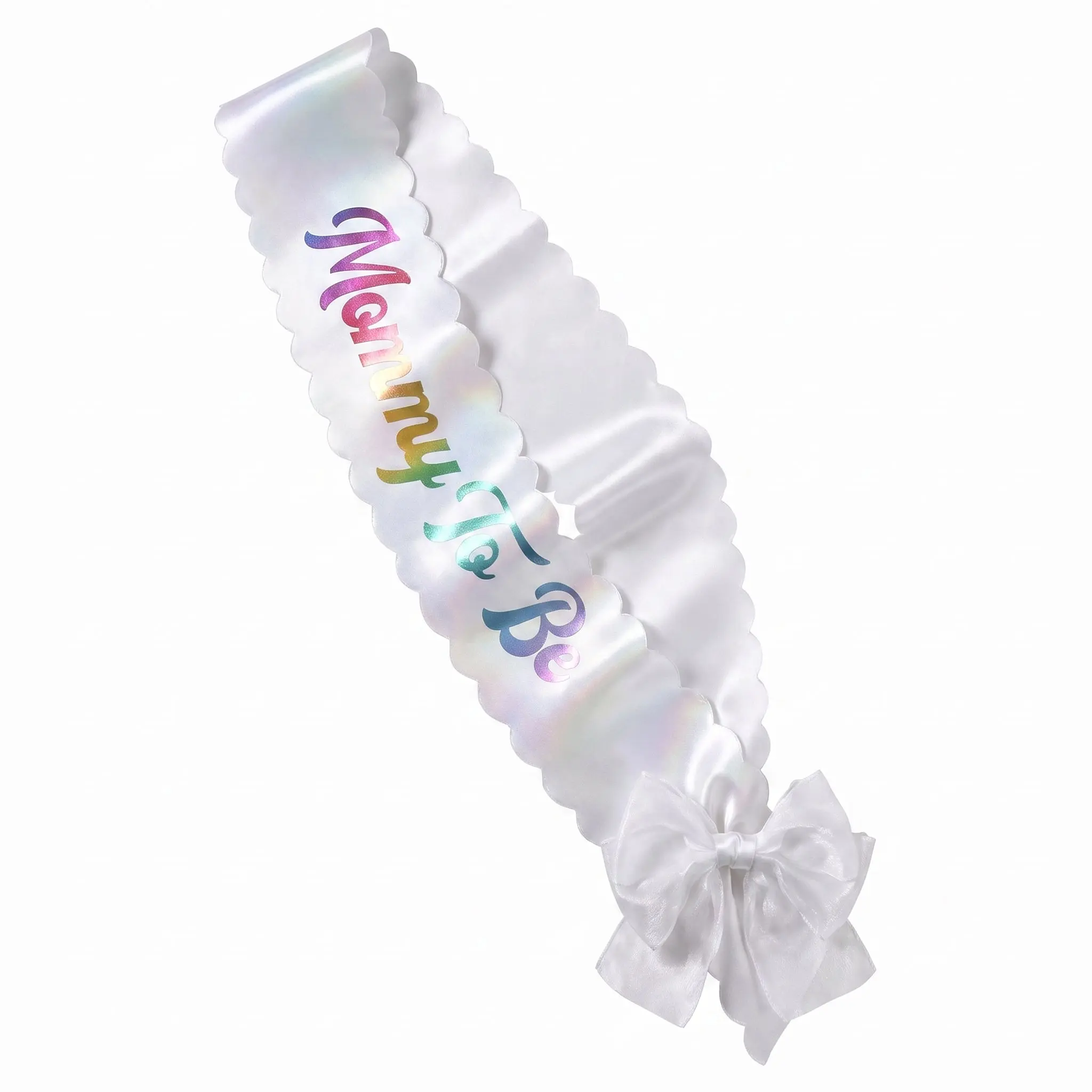 "Mommy To Be" Scalloped Baby Shower Sash with Bow