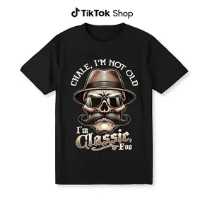 Unisex  "I'm Not Old, I'm Classic Foo" Graphic Tee - Funny Cholo Chicano Lowrider Design, Black Cotton Short Sleeve T-Shirt, Casual Round Neck, Machine Washable, Allseason Apparel |