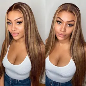 Jessie's Wig Wear Go Glueless 7X5 Highlight Honey Blonde Straight Human Hair Pre Cut Lace Closure Wigs