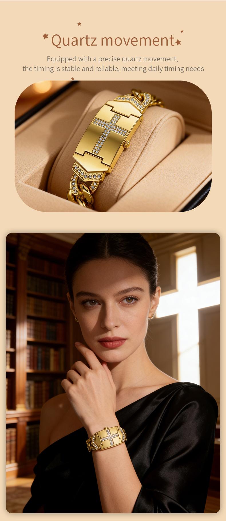 Gold Cross Bracelet Watch SummerWins 4th of july accessories Sparkling Crystal Cross Embellishment, Geometric Rectangular Dial, Premium Metal Bracelet Timepiece, Perfect for Daily Elegance & Gifting Perfect Mother’s Day gift Gold Cross Bracelet Watch SummerWins 4th of july accessories Sparkling Crystal Cross Embellishment, Geometric Rectangular Dial, Premium Metal Bracelet Timepiece, Perfect for Daily Elegance & Gifting Perfect Mother’s Day gift