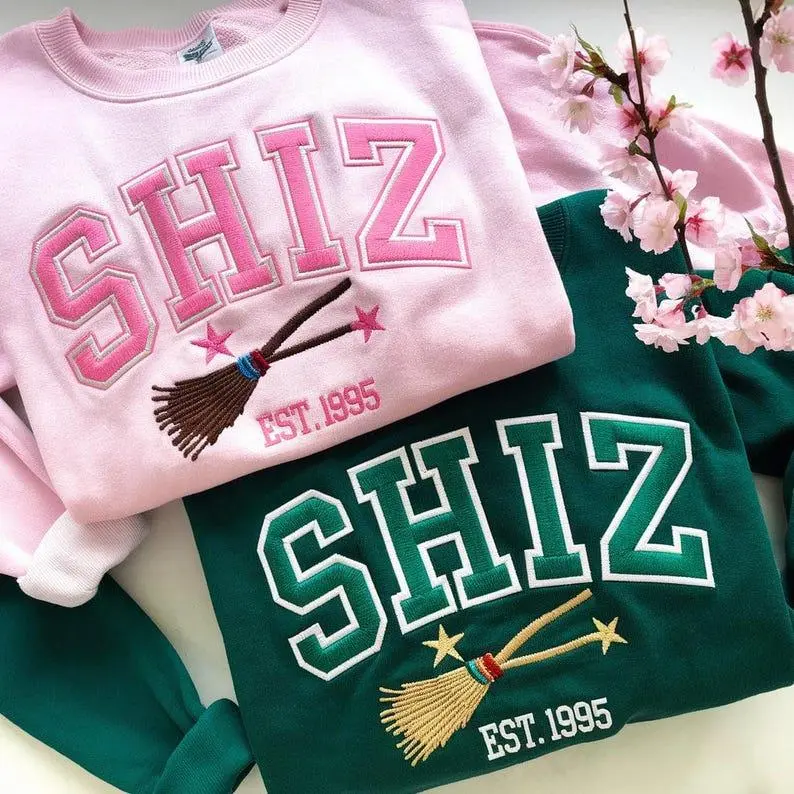 Shiz Sweatshirt Hoodie Embroidered Wickeds Movie ,Wick.ed Glitter Shirt, Wiza.rd Shiz University Shirt, Best Wick.eds Merch Movie Lover Gif