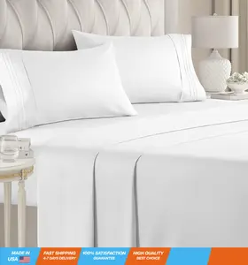 King Size 4 Piece Sheet Set - Comfy Breathable & Cooling Sheets - Hotel Luxury Bed Sheets for Women & Men - Deep Pockets, Easy-Fit, Extra Soft & Wrinkle Free Sheets - White Oeko-Tex Bed Sheet Set