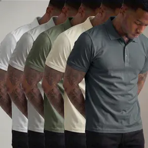 Men’s 5-piece set of new short-sleeve polo shirts in a sporty business style—minimalist, fashionable, casual, and versatile. Made from breathable knit fabric, they are comfortable against the skin and feature a structured, three-dimensional cut. A men’s a