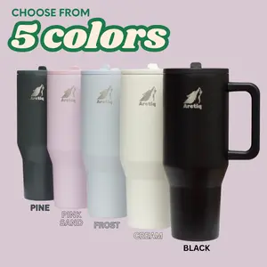 Arctiq 40oz Insulated Tumbler with Handle & Straw | Leak Proof Stainless Steel Travel Cup | Iced Coffee Water Tumbler
