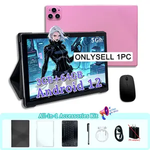 Spring/Summer Gift Bundle! 10.1-Inch Tablet, Lightweight & Portable, Includes Earphone + Mouse + Case, 5G Fast WiFi, HD Dual Camera, Great for Study & Play, Pink/Silver, Birthday Gift for Boys & Girls (No Adapter)